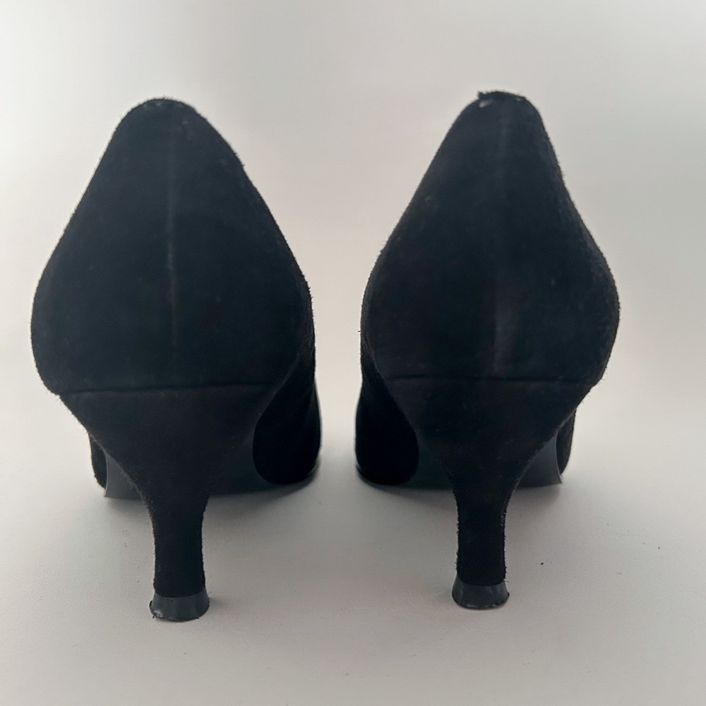 Ann Marino Black Suede Leather Round Toe Kitten Heel Mary Jane Pumps High heels - Picture 6 of 8